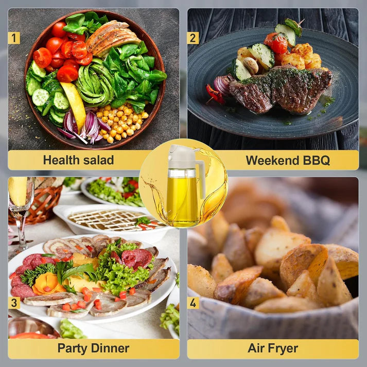 2-in-1 Oil Dispenser - Glass, Spray and Pour Design